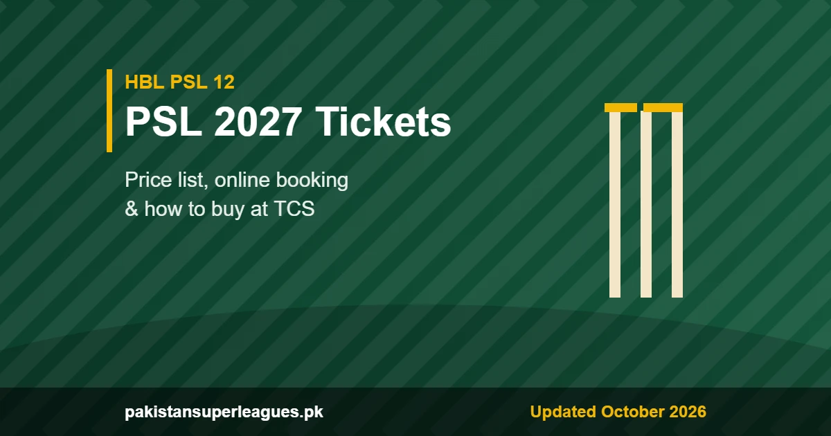 PSL 2027 tickets price and online booking graphic